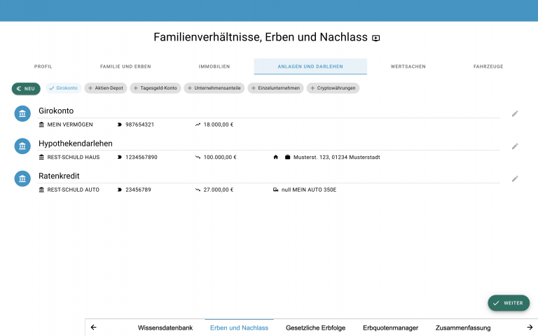 Anlagen und Darlehen
