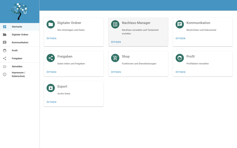 Startseite aus Kundensicht