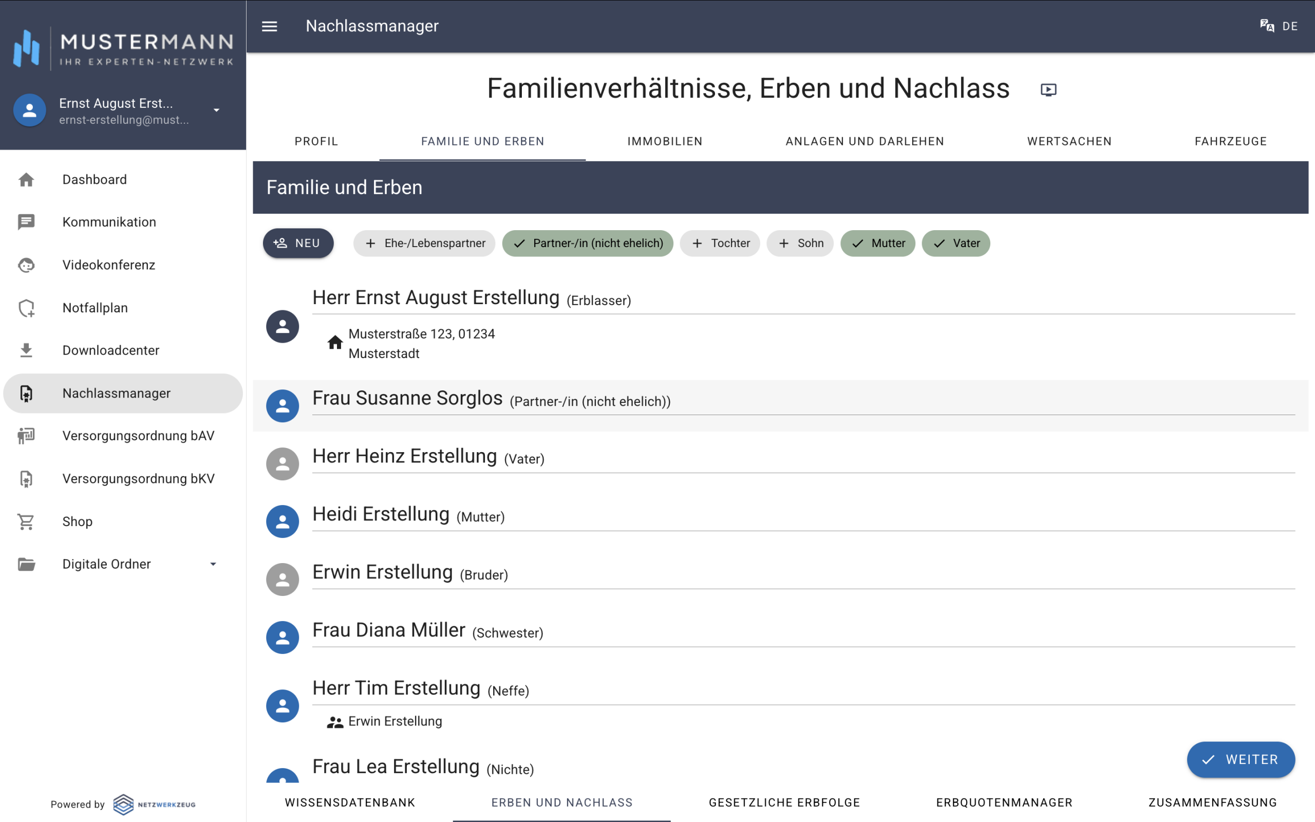 Familie und Erben