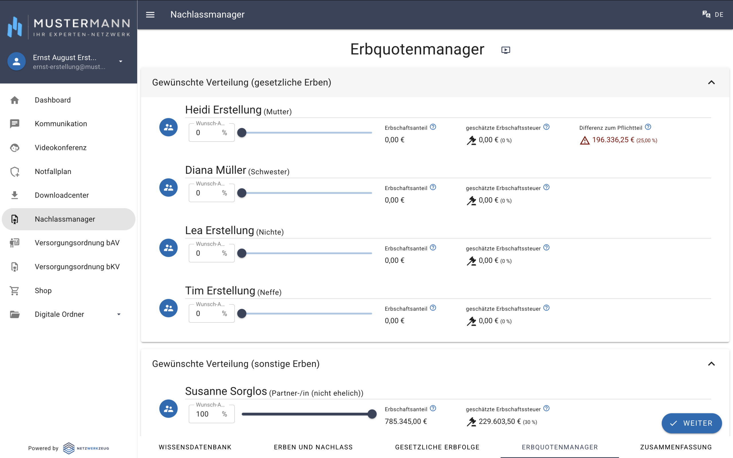 Erbquoten-Manager