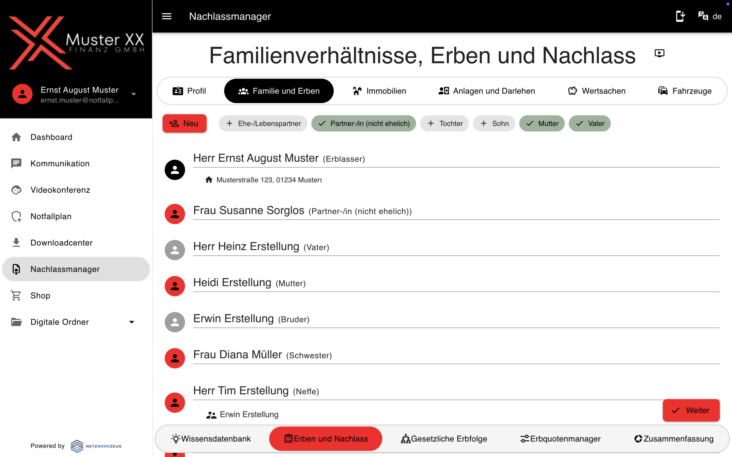 Familie und Erben